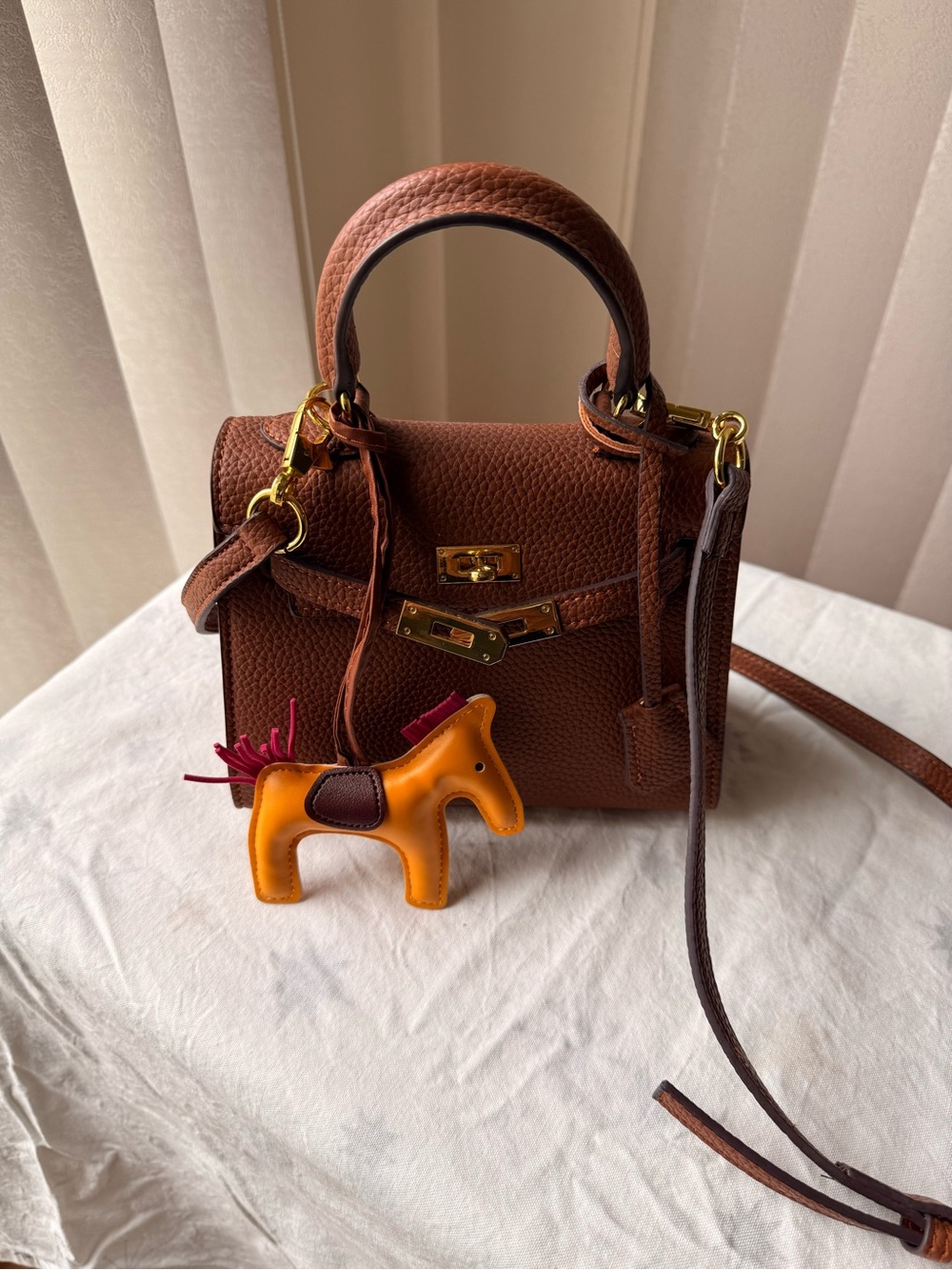 Hermes Cognac Togo Leather Mini Crossbody with Gold Hardware - Picture 8 of 13